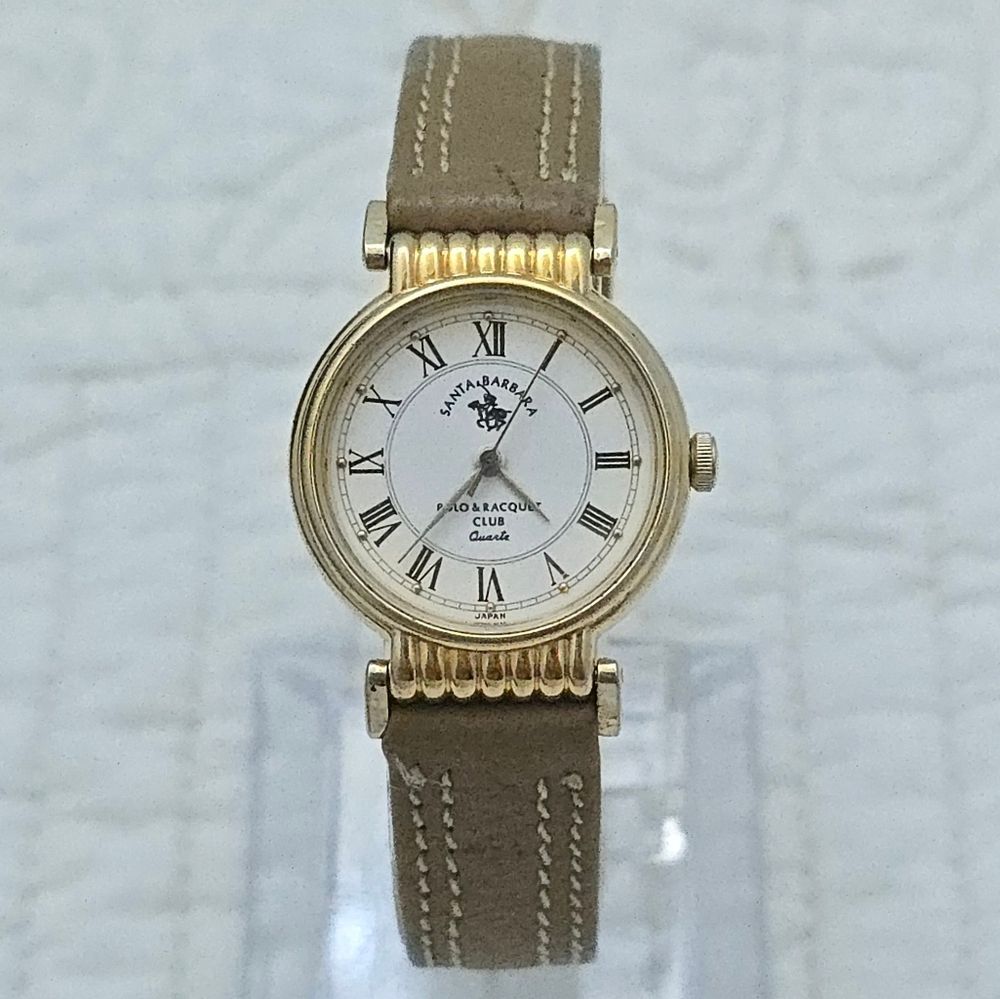 VTG Santa Barbara Polo & Racquet Club Ladies Watch Gold Tone Japan Old Money